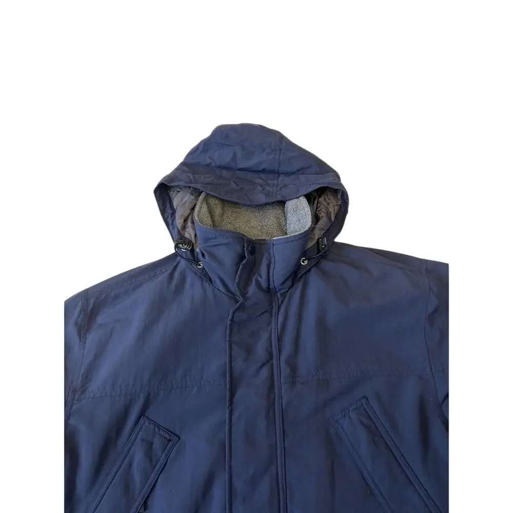 VTG L.L. Bean Coat Men's Blue Winter Hidden Hood Insulated Parka Size M